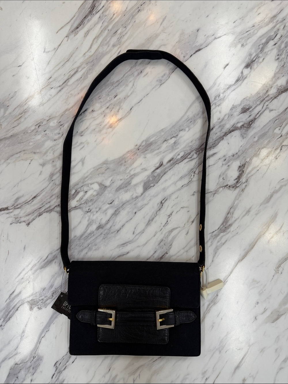 Fendi Vintage Black Crossbody Bag with Gold Hardware